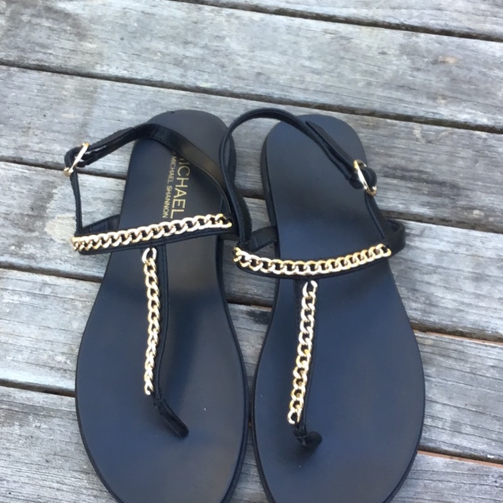 Michael Kors black leather with gold chain hardware brand new